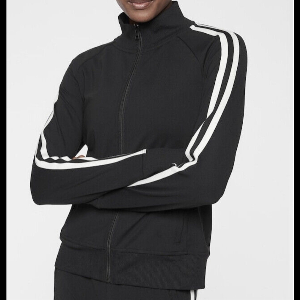 Athleta Black and White Zip-Up Sweatshirt